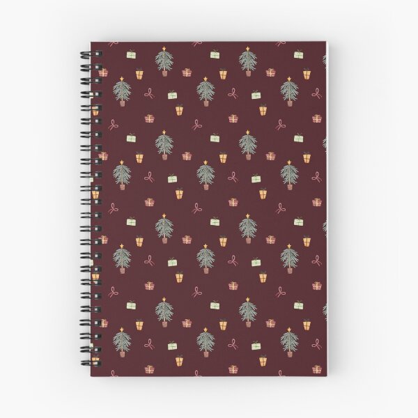 Item preview, Cute Watercolor Christmas Trees and Gifts Burgundy Pattern designed and sold by svitlaarty.