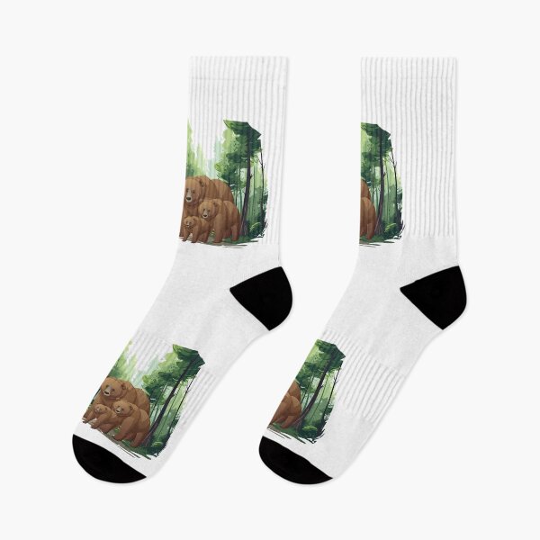 Item preview, Grizzly Bear Family in the Forest Illustration designed and sold by Palette _Vibes.