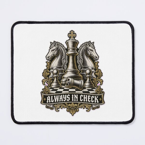 Item preview, Always In Check Chess King and Knights Crest | Chess Player Engraved Design designed and sold by StickyGuys.