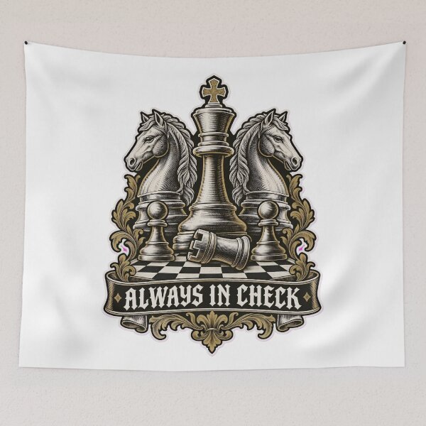Item preview, Always In Check Chess King and Knights Crest | Chess Player Engraved Design designed and sold by StickyGuys.