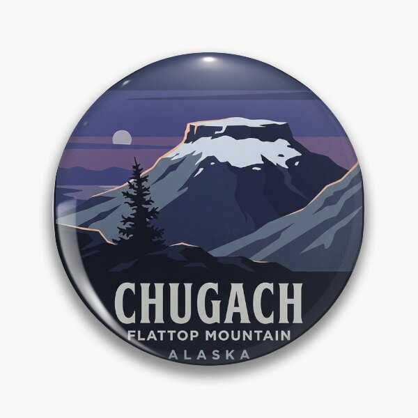 Item preview, Flattop Mountain Chugach State Park Alaska Dusk Badge Sticker designed and sold by DetourDgn.