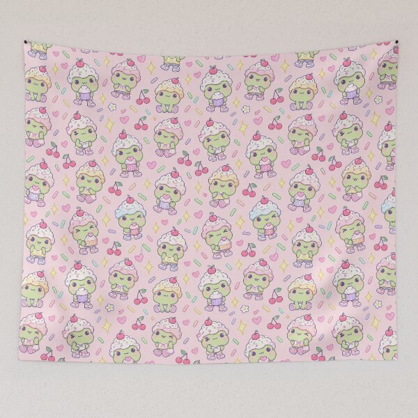 Item preview, Kawaii Frog Cupcake Hat Pastel Pattern designed and sold by Soft Berry Studio.