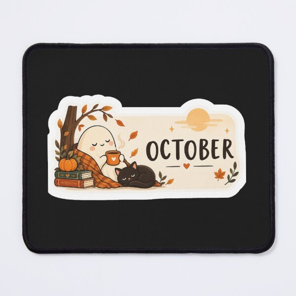 Item preview, Cute October Autumn Halloween Ghost and Cat Sticker designed and sold by Pransis_Diginer_26.