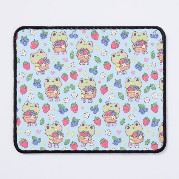 Item preview, Kawaii Frog Berry Basket Pastel Pattern designed and sold by Soft Berry Studio.