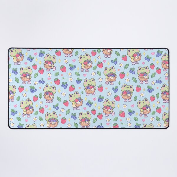 Item preview, Kawaii Frog Berry Basket Pastel Pattern designed and sold by Soft Berry Studio.