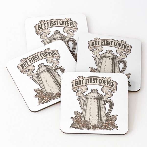 Item preview, But First Coffee Vintage Percolator Letterpress | Coffee Lover Retro Design designed and sold by StickyGuys.