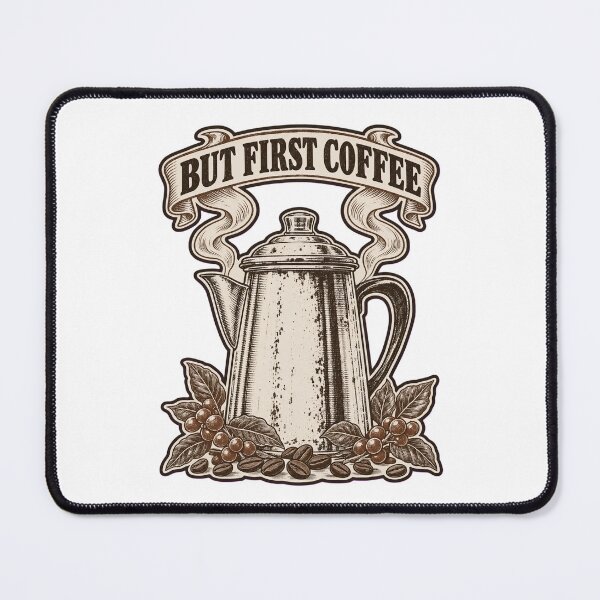Item preview, But First Coffee Vintage Percolator Letterpress | Coffee Lover Retro Design designed and sold by StickyGuys.