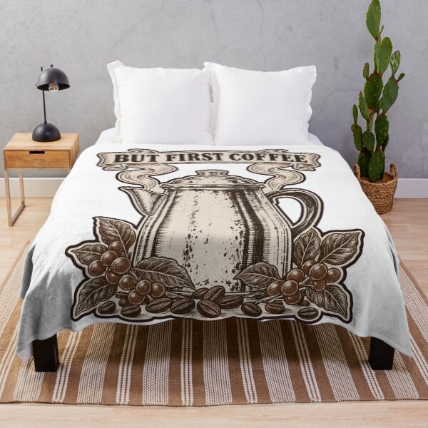 Item preview, But First Coffee Vintage Percolator Letterpress | Coffee Lover Retro Design designed and sold by StickyGuys.