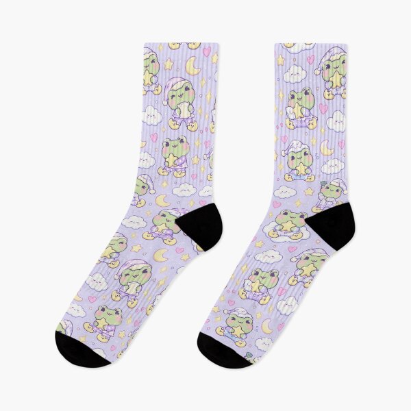 Item preview, Kawaii Frog Moon Slippers Pastel Pattern designed and sold by Soft Berry Studio.