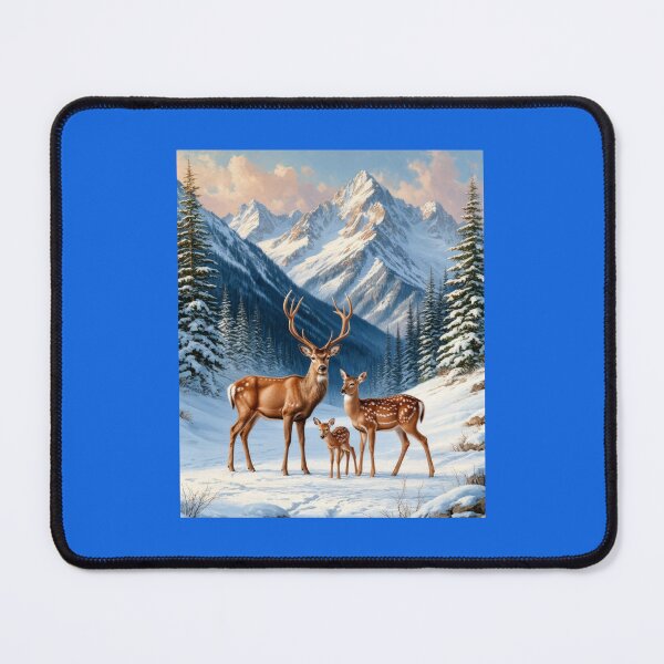 Item preview, Deer Family in Winter Mountains designed and sold by Marina Langer Wildlife Art..