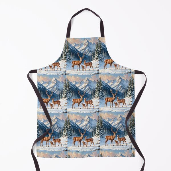 Item preview, Deer Family in Winter Mountains designed and sold by Marina Langer Wildlife Art..