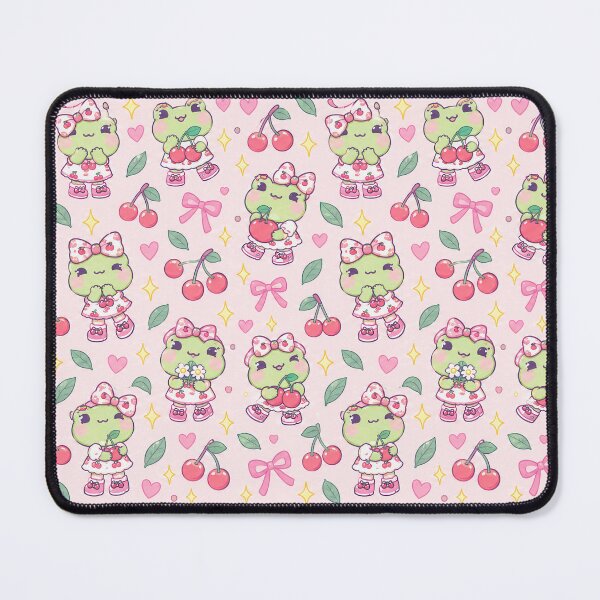 Item preview, Kawaii Frog Cherry Bow Pastel Pattern designed and sold by Soft Berry Studio.