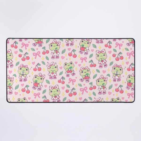 Item preview, Kawaii Frog Cherry Bow Pastel Pattern designed and sold by Soft Berry Studio.