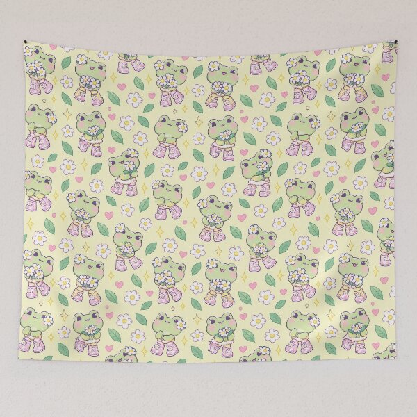 Item preview, Kawaii Frog Flower Boots Pastel Pattern designed and sold by Soft Berry Studio.
