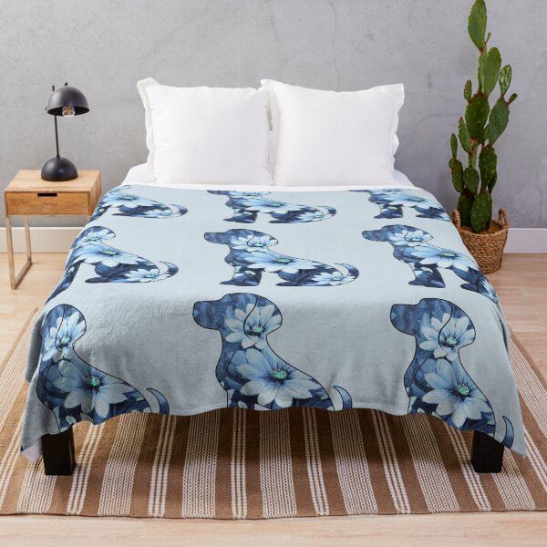 Item preview, Denim blue vintage floral puppy designed and sold by Doodles Down South.