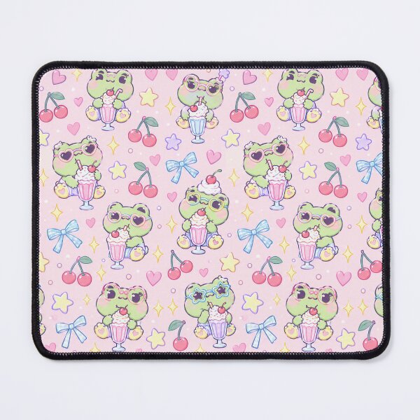 Item preview, Kawaii Frog Milkshake Glasses Pastel Pattern designed and sold by Soft Berry Studio.
