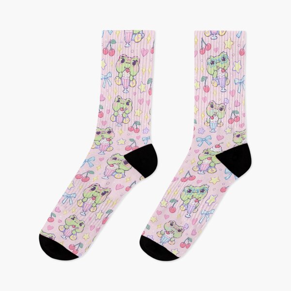 Item preview, Kawaii Frog Milkshake Glasses Pastel Pattern designed and sold by Soft Berry Studio.