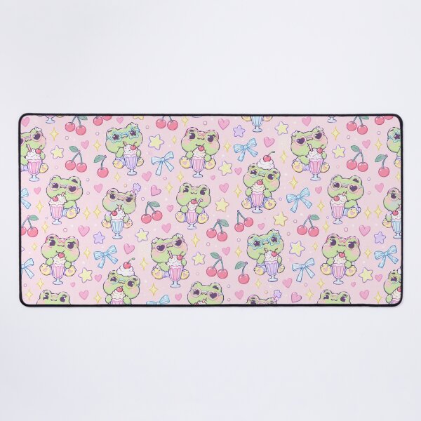 Item preview, Kawaii Frog Milkshake Glasses Pastel Pattern designed and sold by Soft Berry Studio.