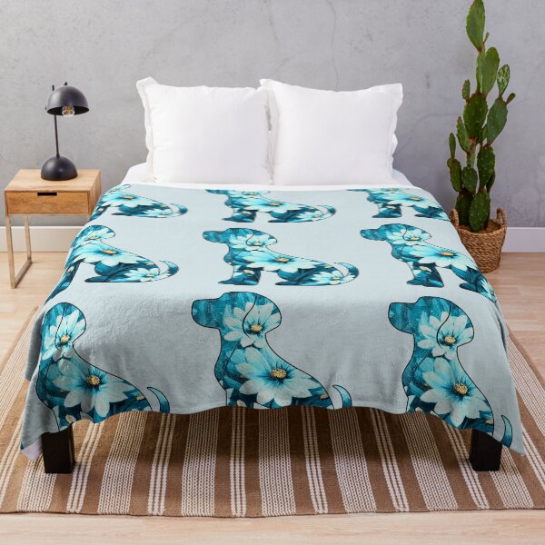 Item preview, Aqua vintage floral puppy designed and sold by Doodles Down South.