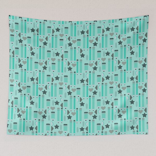 Item preview, Sweet School Days – Pastel Pencils & Hearts Pattern | Teal designed and sold by Frohyou.