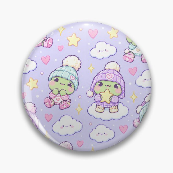 Item preview, Kawaii Frog Cozy Beanie Pastel Pattern designed and sold by Soft Berry Studio.