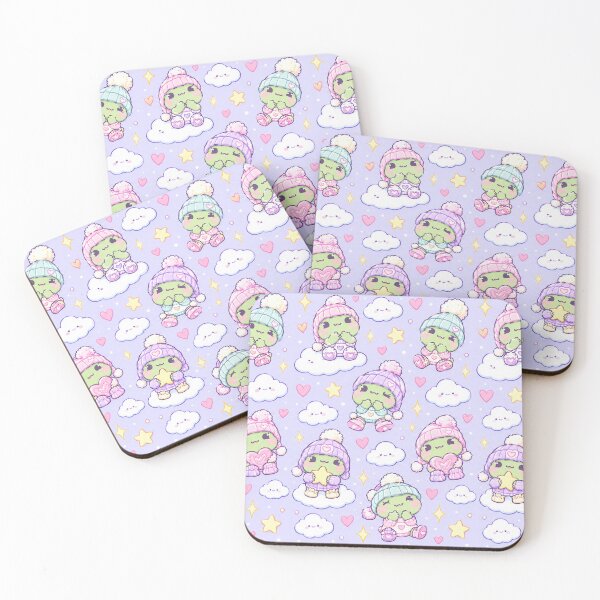 Item preview, Kawaii Frog Cozy Beanie Pastel Pattern designed and sold by Soft Berry Studio.