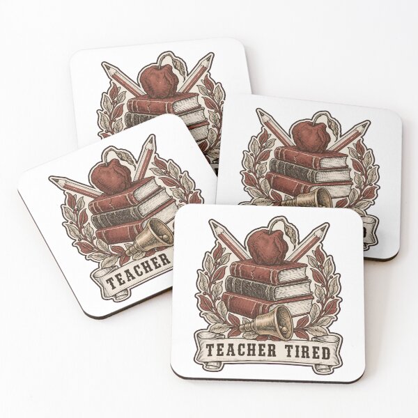 Item preview, Teacher Tired Books Apple and Bell Crest | Teacher Funny Staff Room Design designed and sold by StickyGuys.
