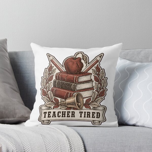 Item preview, Teacher Tired Books Apple and Bell Crest | Teacher Funny Staff Room Design designed and sold by StickyGuys.