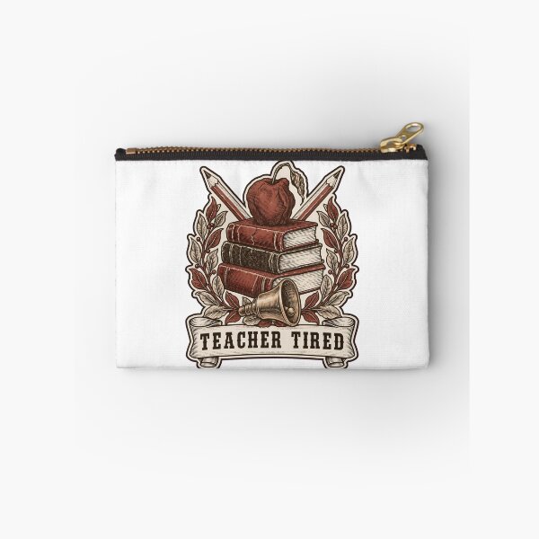 Item preview, Teacher Tired Books Apple and Bell Crest | Teacher Funny Staff Room Design designed and sold by StickyGuys.