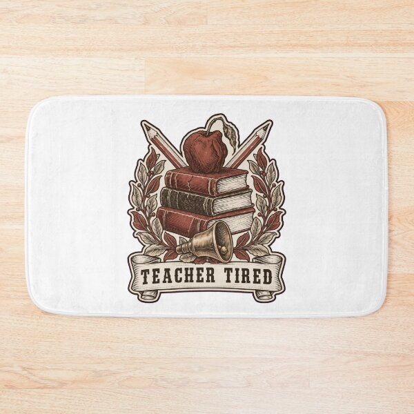 Item preview, Teacher Tired Books Apple and Bell Crest | Teacher Funny Staff Room Design designed and sold by StickyGuys.