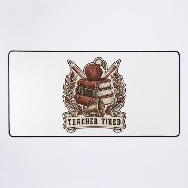 Item preview, Teacher Tired Books Apple and Bell Crest | Teacher Funny Staff Room Design designed and sold by StickyGuys.