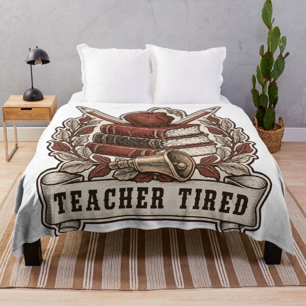 Item preview, Teacher Tired Books Apple and Bell Crest | Teacher Funny Staff Room Design designed and sold by StickyGuys.