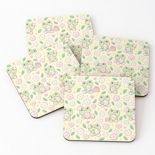 Item preview, Kawaii Frog Flower Cookie Pastel Pattern designed and sold by Soft Berry Studio.