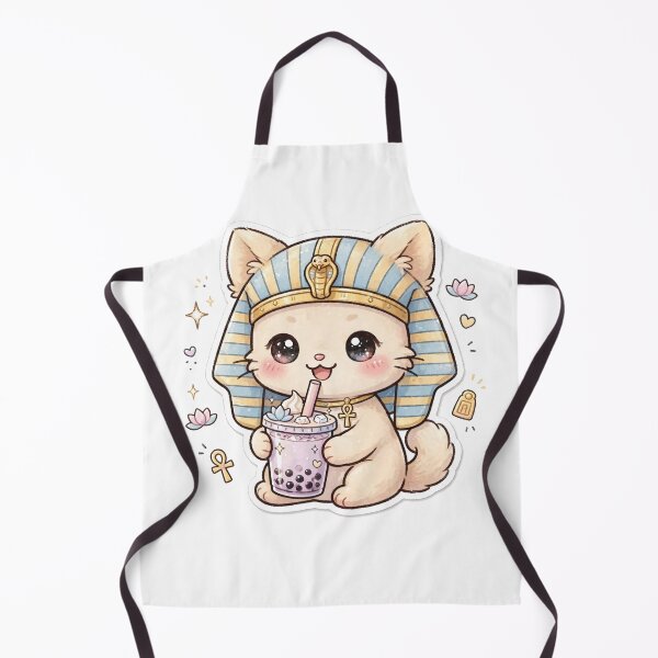 Item preview, Cute Egyptian Pharaoh Cat Drinking Boba Tea | Kawaii Bastet Cat Sticker designed and sold by     Fatma Creates.