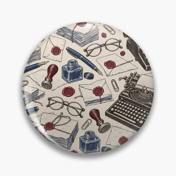 Item preview, Typewriter and Stationery Toile Fountain Pens Ink and Wax Seals | Writer Repeat Print designed and sold by StickyGuys.