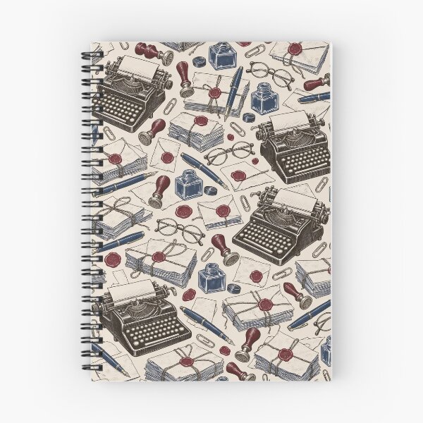 Item preview, Typewriter and Stationery Toile Fountain Pens Ink and Wax Seals | Writer Repeat Print designed and sold by StickyGuys.