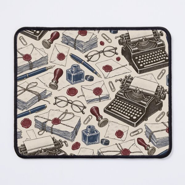 Item preview, Typewriter and Stationery Toile Fountain Pens Ink and Wax Seals | Writer Repeat Print designed and sold by StickyGuys.