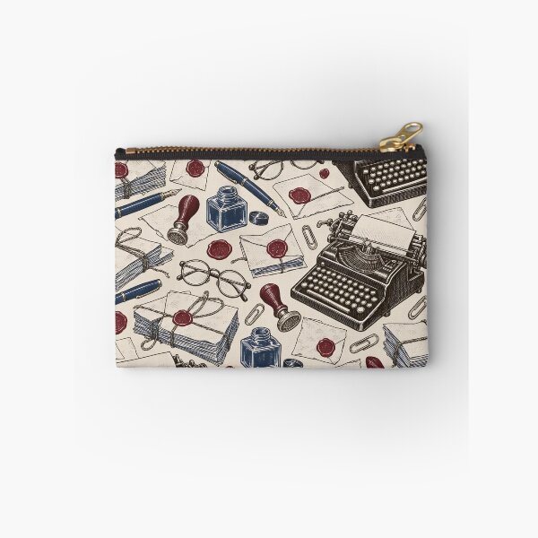 Item preview, Typewriter and Stationery Toile Fountain Pens Ink and Wax Seals | Writer Repeat Print designed and sold by StickyGuys.