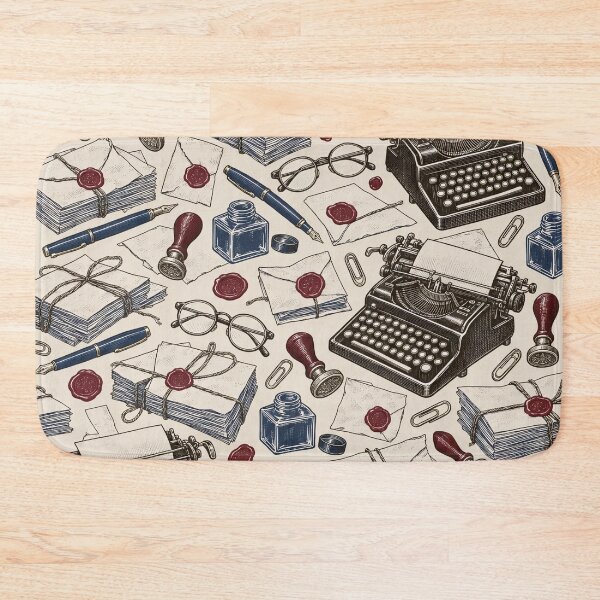 Item preview, Typewriter and Stationery Toile Fountain Pens Ink and Wax Seals | Writer Repeat Print designed and sold by StickyGuys.