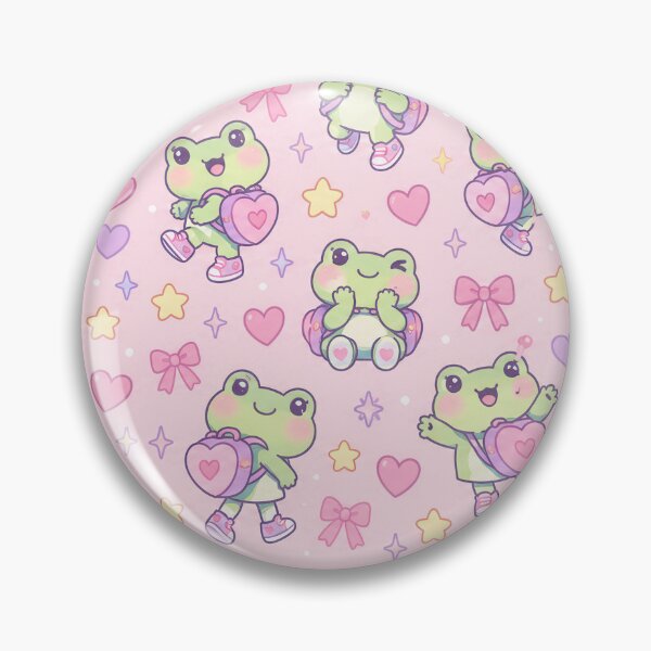 Item preview, Kawaii Frog Heart Backpack Pastel Pattern designed and sold by Soft Berry Studio.