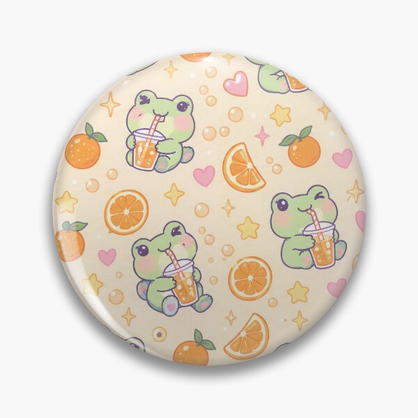 Item preview, Kawaii Frog Orange Soda Pastel Pattern designed and sold by Soft Berry Studio.