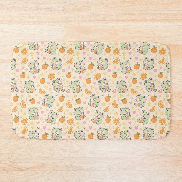 Item preview, Kawaii Frog Orange Soda Pastel Pattern designed and sold by Soft Berry Studio.