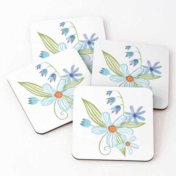Item preview, Blue Floral Bouquet with Green Leaves designed and sold by White Rabbit Design .