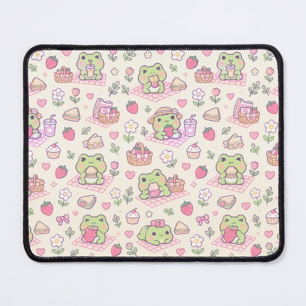 Item preview, Kawaii Frog Tiny Picnic Pastel Pattern designed and sold by Soft Berry Studio.
