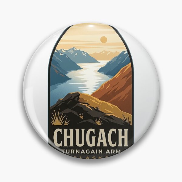 Item preview, Turnagain Arm Chugach State Park Alaska Fjord Badge Sticker designed and sold by DetourDgn.