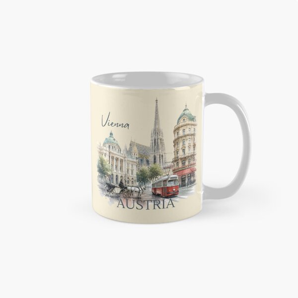Item preview, Vienna Austria Cityscape Watercolor Vintage Travel Architecture designed and sold by AOCollections.