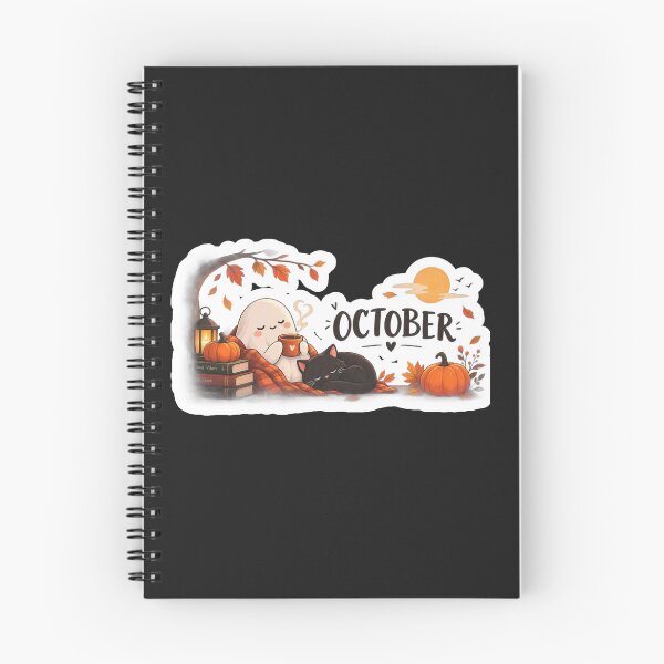 Item preview, Cozy October Spooky Season Autumn Aesthetic Ghost and Black Cat designed and sold by Pransis_Diginer_26.