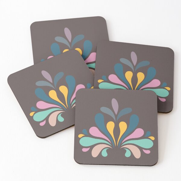 Item preview, ​Vintage Floral Teardrop Burst Motif Charcoal Grey Pattern designed and sold by ​Jyoti Digital Artist.