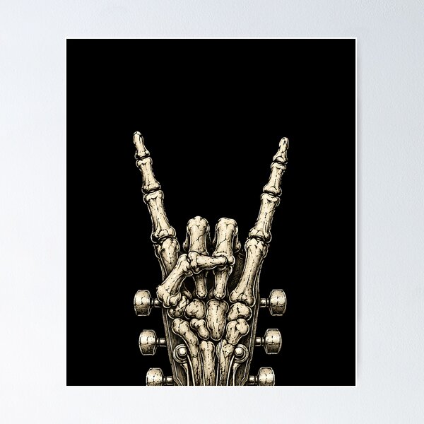 Item preview, Skeleton Hand Rock On Guitar Headstock Music Rock designed and sold by slmfams.