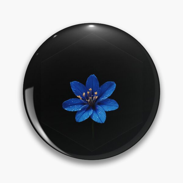 Artikelvorschau, Blaues Blumensechseck, schwarze minimalistische Blumenkunst entworfen und verkauft von Mr besho.